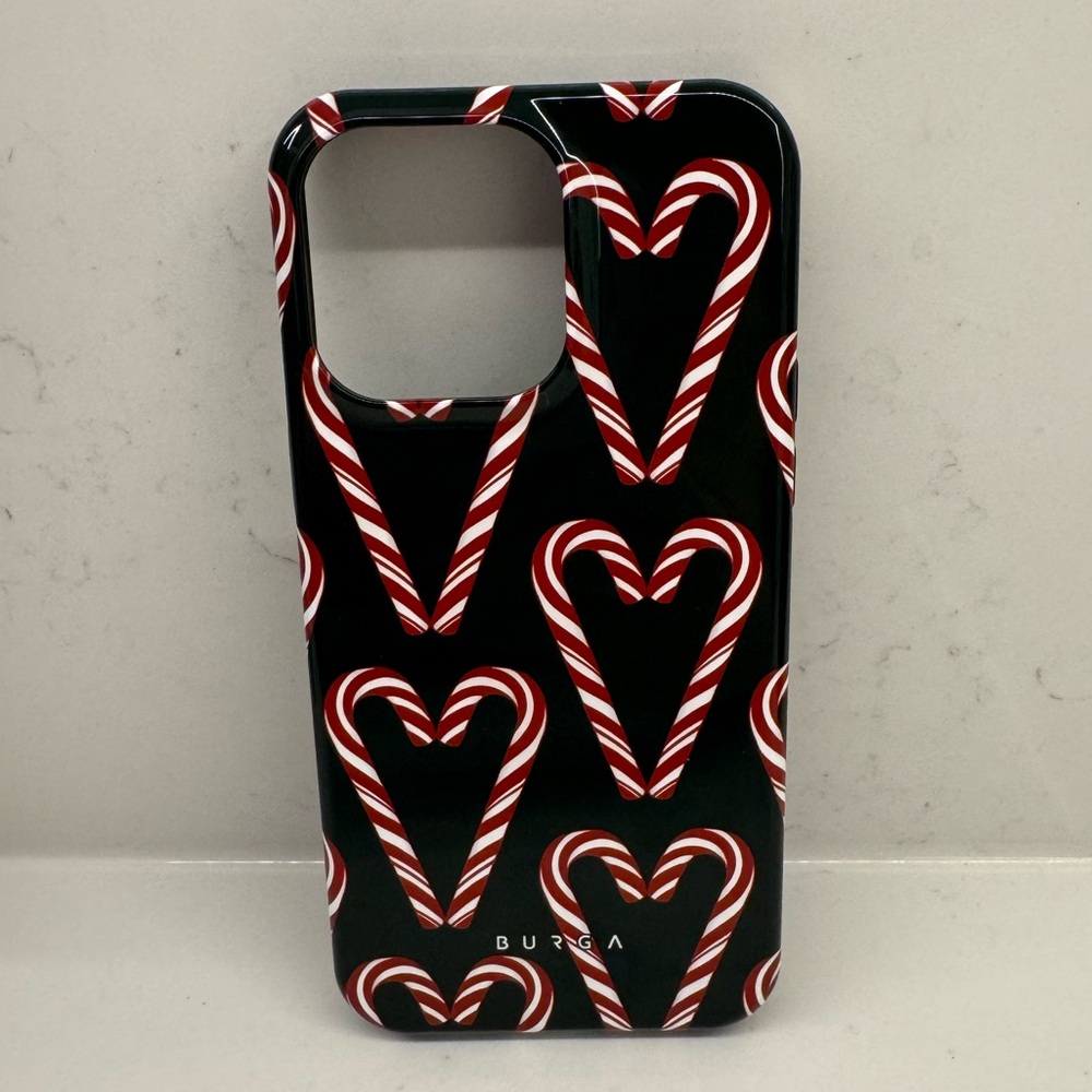 BURGA Candy Cane Heart Print iPhone 15 Pro Max Case